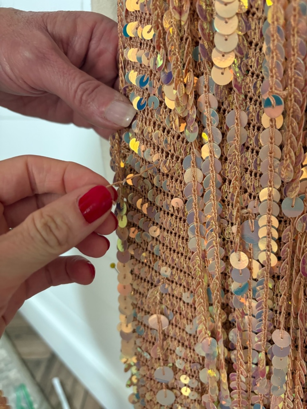 Retrofete Rose Gold Sequin Fringe Maxi Dress - Picture 14 of 15